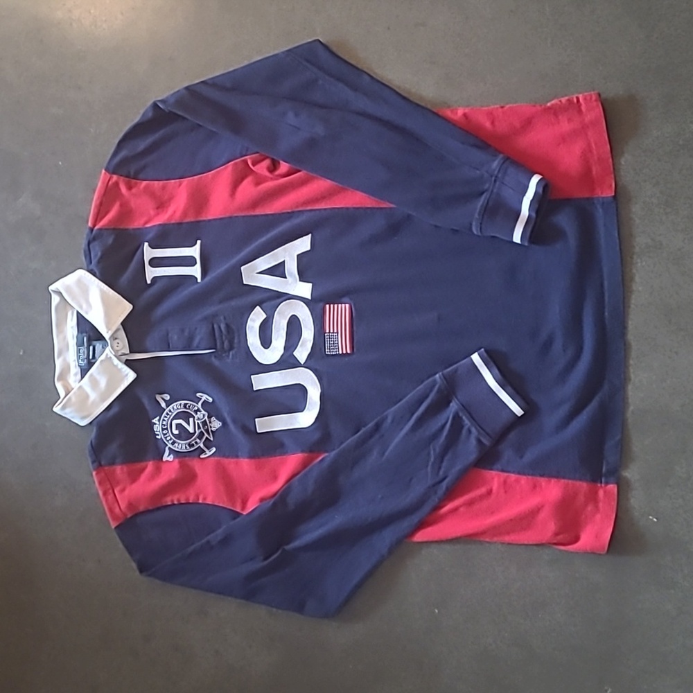 RALPH LAUREN POLO USA RUGBY LONG SLEEVE POLO SHIRT